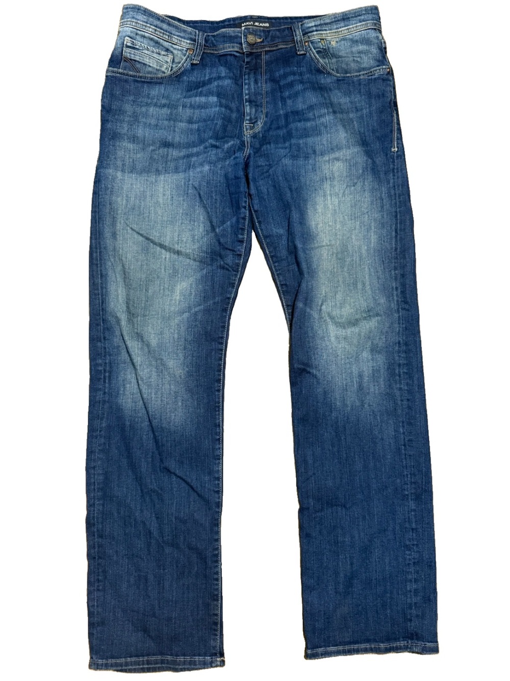 Mavi Jeans Matt Relaxed Straight Leg Dark Wash Blue Denim Mens 36 x 34 Stretch